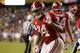 BATON ROUGE, LA - NOVEMBER 03: Damien Harris #34 of the Alabama Crimson Tide celebrates a second half touchdown while playing the LSU Tigers at Tiger Stadium on November 3, 2018 in Baton Rouge, Louisiana. Alabama won the game 29-0. (Photo by Gregory Shamus/Getty Images)