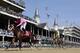Javier Castellano, left, rides City of Light to victory in the during the Breeders' Cup Dirt Mile horse race at Churchill Downs, Saturday, Nov. 3, 2018, in Louisville, Ky. (AP Photo/Darron Cummings)