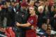 Liverpool's German manager Jurgen Klopp chats with Liverpool's Swiss midfielder Xherdan Shaqiri (R) as he's substituted during the UEFA Champions League group C football match between Liverpool and Red Star Belgrade at Anfield in Liverpool, north west England on October 24, 2018. (Photo by Oli SCARFF / AFP) (Photo credit should read OLI SCARFF/AFP/Getty Images)