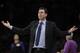 Los Angeles Lakers head coach Luke Walton argues a call during the second half of an NBA basketball game against the Dallas Mavericks Wednesday, Oct. 31, 2018, in Los Angeles. (AP Photo/Marcio Jose Sanchez)