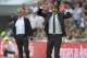 Manchester United manager Jose Mourinho, left, and Chelsea head coach Antonio Conte watch from the sidelines during the English FA Cup final soccer match between Chelsea and Manchester United at Wembley stadium in London, Saturday, May 19, 2018. (AP Photo/Rui Vieira)