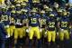 ANN ARBOR, MI - NOVEMBER 03: Chase Winovich #15 of the Michigan Wolverines gets ready to lead the team onto the field prior to the start of the game against the Penn State Nittany Lions at Michigan Stadium on November 3, 2018 in Ann Arbor, Michigan. Michigan defeated Penn State 42-7. (Photo by Leon Halip/Getty Images)
