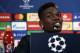 Manchester United's French midfielder Paul Pogba reacts during a press conference at the Juventus Allianz stadium in Turin on November 6, 2018 on the eve of the UEFA Champions League group H football match Juventus vs Manchester United . (Photo by Isabella BONOTTO / AFP) (Photo credit should read ISABELLA BONOTTO/AFP/Getty Images)