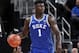 INDIANAPOLIS, IN - NOVEMBER 06: Zion Williamson #1 of the Duke Blue Devils handles the basketball during the State Farm Champions Classic against the Kentucky Wildcats at Bankers Life Fieldhouse on November 6, 2018 in Indianapolis, Indiana. Duke defeated Kentucky 118-84. (Photo by Joe Robbins/Getty Images)