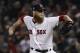 Boston Red Sox's Craig Kimbrel throws during the ninth inning of Game 1 of the World Series baseball game against the Los Angeles Dodgers Tuesday, Oct. 23, 2018, in Boston. (AP Photo/Matt Slocum)