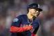 LOS ANGELES, CA - OCTOBER 28: Mookie Betts #50 of the Boston Red Sox reacts as he rounds the bases after hitting a solo home run during the sixth inning of game five of the 2018 World Series against the Los Angeles Dodgers on October 28, 2018 at Dodger Stadium in Los Angeles, California. (Photo by Billie Weiss/Boston Red Sox/Getty Images)