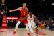 ATLANTA, GA - NOVEMBER 07: Emmanuel Mudiay #1 of the New York Knicks drives against Jeremy Lin #7 of the Atlanta Hawks at State Farm Arena on November 7, 2018 in Atlanta, Georgia. NOTE TO USER: User expressly acknowledges and agrees that, by downloading and or using this photograph, User is consenting to the terms and conditions of the Getty Images License Agreement. (Photo by Kevin C. Cox/Getty Images)
