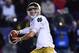 EVANSTON, IL - NOVEMBER 03: Ian Book #12 of the Notre Dame Fighting Irish looks to pass during the second half of a game against the Northwestern Wildcats at Ryan Field on November 3, 2018 in Evanston, Illinois. (Photo by Stacy Revere/Getty Images)