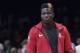 Houston Rockets center Clint Capela warms up before the first half of an NBA basketball game against the Brooklyn Nets, Friday, Nov. 2, 2018, in New York. (AP Photo/Mary Altaffer)