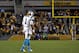 Carolina Panthers quarterback Cam Newton walks onto the field during the second half of the team's NFL football game against the Pittsburgh Steelers in Pittsburgh, Thursday, Nov. 8, 2018. The Steelers won 52-21. (AP Photo/Don Wright)