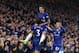 LONDON, ENGLAND - NOVEMBER 04: Pedro of Chelsea celebrates with teammates Marcos Alonso and Alvaro Morata after scoring his team's third goal during the Premier League match between Chelsea FC and Crystal Palace at Stamford Bridge on November 4, 2018 in London, United Kingdom. (Photo by Catherine Ivill/Getty Images)