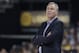 Houston Rockets head coach Mike D'Antoni looks up at the scoreboard during the first half of an NBA basketball game against the Indiana Pacers, Monday, Nov. 5, 2018, in Indianapolis. (AP Photo/Darron Cummings)