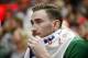 Boston Celtics forward Gordon Hayward sits on the bench during the second half of the team's NBA basketball game against the Utah Jazz on Friday Nov. 9, 2018, in Salt Lake City. (AP Photo/Rick Bowmer)