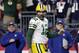 Green Bay Packers quarterback Aaron Rodgers after a touchdown during an NFL football game against the New England Patriots at Gillette Stadium, Sunday, Nov. 4, 2018 in Foxborough, Mass. (Winslow Townson/AP Images for Panini)