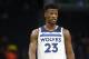 Minnesota Timberwolves' Jimmy Butler plays against the Indiana Pacers in the first half of an NBA basketball game Tuesday, Oct. 22, 2018, in Minneapolis. (AP Photo/Jim Mone)