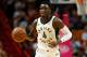 MIAMI, FL - NOVEMBER 09: Victor Oladipo #4 of the Indiana Pacers dribbles with the ball against the Miami Heat during the second half at American Airlines Arena on November 9, 2018 in Miami, Florida. NOTE TO USER: User expressly acknowledges and agrees that, by downloading and or using this photograph, User is consenting to the terms and conditions of the Getty Images License Agreement. (Photo by Michael Reaves/Getty Images)