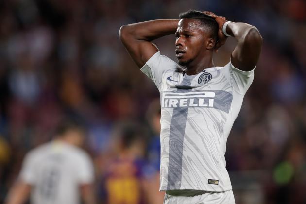 BARCELONA, SPAIN - OCTOBER 24: Keita Balde of Internazionale during the UEFA Champions League  match between FC Barcelona v Internazionale at the Camp Nou on October 24, 2018 in Barcelona Spain (Photo by Jeroen Meuwsen/Soccrates/Getty Images)