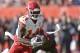 Kansas City Chiefs wide receiver Sammy Watkins rushes during the first half of an NFL football game against the Cleveland Browns, Sunday, Nov. 4, 2018, in Cleveland. (AP Photo/David Richard)