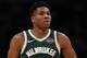 DENVER, CO - NOVEMBER 11: Giannis Antetokounmpo #34 of the Milwaukee Bucks plays the Denver Nuggets at the Pepsi Center on November 11, 2018 in Denver, Colorado. NOTE TO USER: User expressly acknowledges and agrees that, by downloading and or using this photograph, User is consenting to the terms and conditions of the Getty Images License Agreement. (Photo by Matthew Stockman/Getty Images)