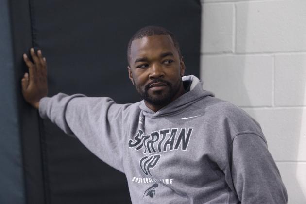 Michigan State football's Director of College Advancement and Performance and Camp Director Curtis Blackwell is seen, Tuesday, March 11, 2014, in East Lansing, Mich. (AP Photo/Al Goldis)