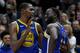SALT LAKE CITY, UT - OCTOBER 19: Kevin Durant #35 of the Golden State Warriors tries to calm down teammate Draymond Green #23 after a foul in the second half of a NBA game against the Utah Jazz at Vivint Smart Home Arena on October 19, 2018 in Salt Lake City, Utah. NOTE TO USER: User expressly acknowledges and agrees that, by downloading and or using this photograph, User is consenting to the terms and conditions of the Getty Images License Agreement. (Photo by Gene Sweeney Jr./Getty Images)