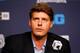 NEW YORK, NY - JUNE 03: (NEW YORK DAILIES OUT) New York Yankees Managing General Partner Hal Steinbrenner speaks to the media before a game against the Cleveland Indians at Yankee Stadium on June 3, 2013 in the Bronx borough of New York City. The Yankees defeated the Indians 7-4. (Photo by Jim McIsaac/Getty Images)