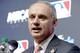 Baseball commissioner Rob Manfred speaks during a news conference in Omaha, Neb., Thursday, June 21, 2018, to announce the Detroit Tigers will play the Kansas City Royals in Omaha the week the 2019 College World Series opens. (AP Photo/Nati Harnik)