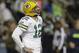 Green Bay Packers quarterback Aaron Rodgers looks up during the second half of an NFL football game against the Seattle Seahawks, Thursday, Nov. 15, 2018, in Seattle. The Seahawks won 27-24. (AP Photo/Stephen Brashear)