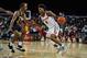 LOS ANGELES, CA - NOVEMBER 11: Kevin Porter Jr. #4 of the USC Trojans handles the ball against Joe Toye #2 the Vanderbilt Commodores at The Galen Center on November 11, 2018 in Los Angeles, California. (Photo by Cassy Athena/Getty Images)