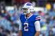 ORCHARD PARK, NY - NOVEMBER 04: Nathan Peterman #2 of the Buffalo Bills watches as trainers attend to Chris Ivory #33 (not pictured) during the fourth quarter against the Chicago Bears at New Era Field on November 4, 2018 in Orchard Park, New York. Chicago defeats Buffalo 41-9. (Photo by Brett Carlsen/Getty Images)
