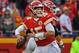 KANSAS CITY, MO - NOVEMBER 11: Quarterback Patrick Mahomes #15 of the Kansas City Chiefs drops back to pass against the Arizona Cardinals during the second half on November 11, 2018 at Arrowhead Stadium in Kansas City, Missouri. (Photo by Peter G. Aiken/Getty Images)