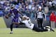 BALTIMORE, MD - OCTOBER 21: Quarterback Lamar Jackson #8 of the Baltimore Ravens is tackled as he runs with the ball by defensive end Cameron Jordan #94 of the New Orleans Saints in the second quarter at M&T Bank Stadium on October 21, 2018 in Baltimore, Maryland. (Photo by Patrick Smith/Getty Images)