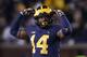 Michigan defensive back Josh Metellus (14) celebrates a play in the second half of an NCAA college football game against Indiana in Ann Arbor, Mich., Saturday, Nov. 17, 2018. (AP Photo/Paul Sancya)