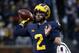Michigan quarterback Shea Patterson (2) throws against Indiana in the first half of an NCAA college football game against Indiana in Ann Arbor, Mich., Saturday, Nov. 17, 2018. (AP Photo/Paul Sancya)