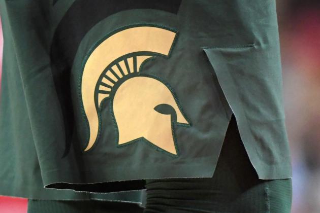COLLEGE PARK, MD- JANUARY 28: The Michigan State Spartans logo on a pair of shorts during a college basketball game against the Maryland Terrapins at The Xfinity Center on January 28, 2018 in College Park, Maryland. The Spartans won 74-68. (Photo by Mitchell Layton/Getty Images) *** Local Caption ***