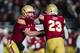 CHESTNUT HILL, MA - NOVEMBER 10: Quarterback EJ Perry #4 of the Boston College Eagles hands off to Travis Levy #23 of the Boston College Eagles during the second quarter of the game against the Clemson Tigers at Alumni Stadium on November 10, 2018 in Chestnut Hill, Massachusetts. (Photo by Omar Rawlings/Getty Images)