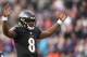 BALTIMORE, MD - NOVEMBER 18: Quarterback Lamar Jackson #8 of the Baltimore Ravens celebrates a Ravens touchdown against the Cincinnati Bengals in the third quarter at M&T Bank Stadium on November 18, 2018 in Baltimore, Maryland. (Photo by Patrick Smith/Getty Images)