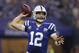 Indianapolis Colts quarterback Andrew Luck throws during the first half of an NFL football game against the Tennessee Titans, Sunday, Nov. 18, 2018, in Indianapolis. (AP Photo/Jeff Roberson)