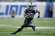 Carolina Panthers running back Christian McCaffrey (22) runs the ball against the Detroit Lions during an NFL football game Sunday, Nov. 18, 2018, in Detroit. The Lions won the game 20-19. (Jeff Haynes/AP Images for Panini)