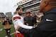 Cleveland Browns quarterback Baker Mayfield (6) meets with Cincinnati Bengals special assistant Hue Jackson, right, after an NFL football game, Sunday, Nov. 25, 2018, in Cincinnati. (AP Photo/Frank Victores)