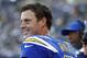 Los Angeles Chargers quarterback Philip Rivers smiles on the sideline during the second half of an NFL football game against the Arizona Cardinals Sunday, Nov. 25, 2018, in Carson, Calif. (AP Photo/Jae C. Hong )