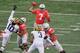 COLUMBUS, OH - NOVEMBER 24: Quarterback Dwayne Haskins #7 of the Ohio State Buckeyes passes against the Michigan Wolverines at Ohio Stadium on November 24, 2018 in Columbus, Ohio. Ohio State defeated Michigan 62-39. (Photo by Jamie Sabau/Getty Images)