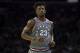 Philadelphia 76ers' Jimmy Butler looks on during the first half of an NBA basketball game against the Utah Jazz, Friday, Nov. 16, 2018, in Philadelphia. The 76ers won 113-107. (AP Photo/Chris Szagola)