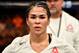 LAS VEGAS, NV - JULY 06: Rachael Ostovich reacts after her submission loss to Montana De La Rosa in their women's flyweight bout during The Ultimate Fighter Finale event inside The Pearl concert theater at Palms Casino Resort on July 6, 2018 in Las Vegas, Nevada. (Photo by Jeff Bottari/Zuffa LLC/Zuffa LLC via Getty Images)