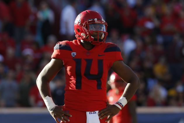 Arizona quarterback Khalil Tate (14) in the second half during an NCAA college football game against Arizona State, Saturday, Nov. 24, 2018, in Tucson, Ariz. Arizona State defeated Arizona 41-40 to claim the Territorial Cup. (AP Photo/Rick Scuteri)