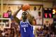 LAHAINA, HI - NOVEMBER 21: Zion Williamson #1 of the Duke Blue Devils shoots a free throw during the first half of the game against the Gonzaga Bulldogs at the Lahaina Civic Center on November 21, 2018 in Lahaina, Hawaii. (Photo by Darryl Oumi/Getty Images)