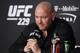 Dana White, president of the UFC, speaks at a news conference after the UFC 229 mixed martial arts event Saturday, Oct. 6, 2018, in Las Vegas. A brawl broke out after the main event between Khabib Nurmagomedov and Conor McGregor when Nurmagomedov climbed over the cage and set off a scuffle with another fighter in McGregor's corner. (AP Photo/John Locher)