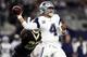 ARLINGTON, TEXAS - NOVEMBER 29: Dak Prescott #4 of the Dallas Cowboys throws against the New Orleans Saints in the first quarter at AT&T Stadium on November 29, 2018 in Arlington, Texas. (Photo by Ronald Martinez/Getty Images)