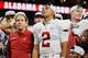 ATLANTA, GA - DECEMBER 01: Head coach Nick Saban of the Alabama Crimson Tide and Jalen Hurts #2 react after defeating the Georgia Bulldogs 35-28 in the 2018 SEC Championship Game at Mercedes-Benz Stadium on December 1, 2018 in Atlanta, Georgia. (Photo by Kevin C. Cox/Getty Images)