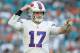 MIAMI, FL - DECEMBER 02: Josh Allen #17 of the Buffalo Bills reacts against the Miami Dolphins during the second half at Hard Rock Stadium on December 2, 2018 in Miami, Florida. (Photo by Michael Reaves/Getty Images)